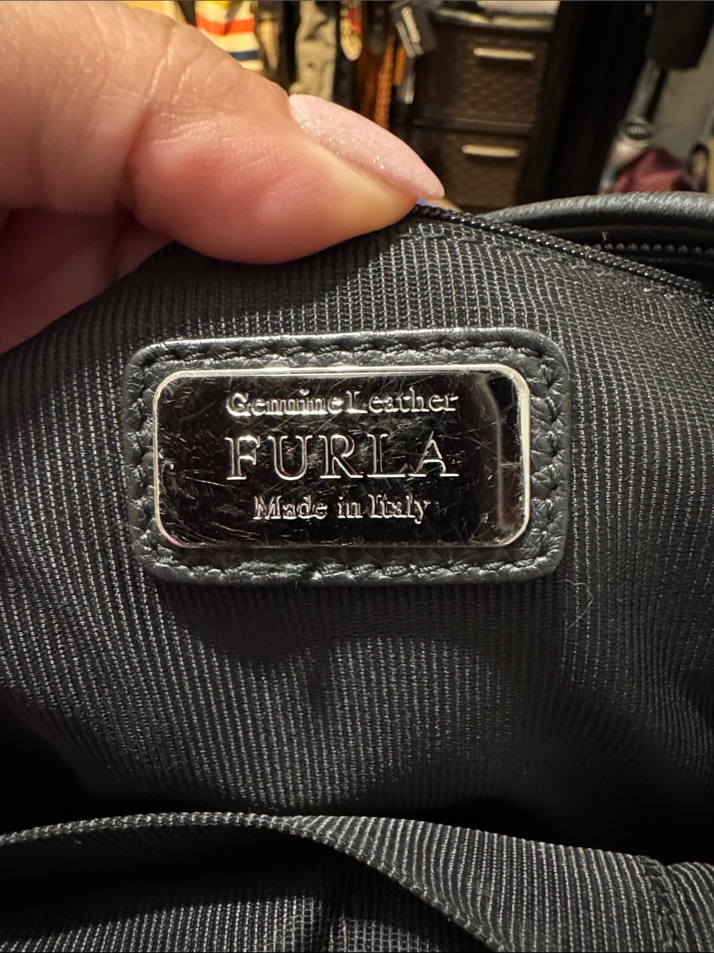 Furla Black Pebbled Leather Mini Backpack with Silver Studs - Picture 15 of 15